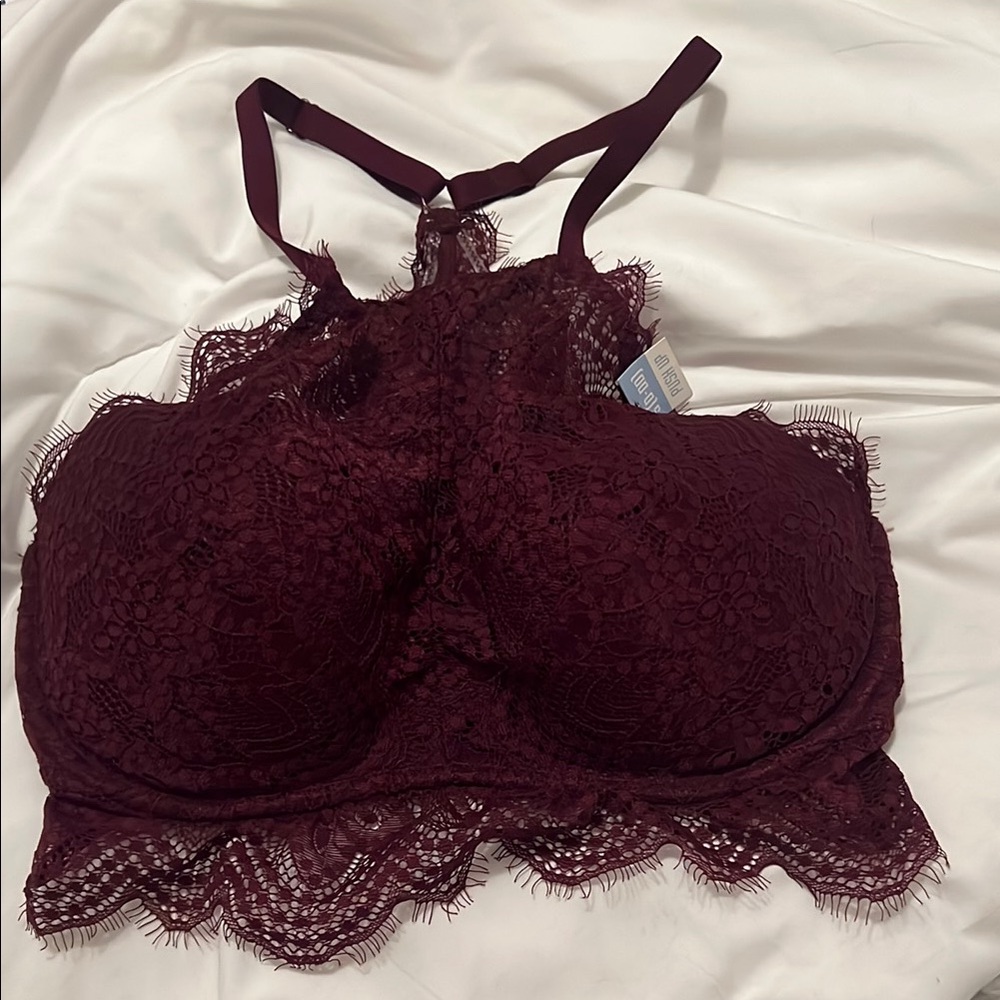 PINK Victoria's Secret Red Lace Bra with Adjustable Racerback
